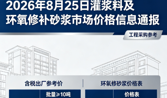 博鳌镇2026年8月25日灌浆料及环氧修补砂浆市场价格信息通报